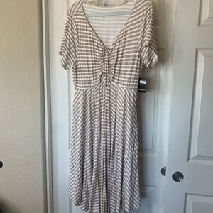 torrid Beige & White Striped Knit Dress with Pockets | NWT 2X